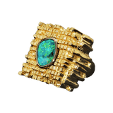 Boulder Opal, Diamond, 18K Yellow & White Gold Ring