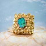 Boulder Opal, Diamond, 18K Yellow & White Gold Ring