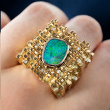 Boulder Opal, Diamond, 18K Yellow & White Gold Ring