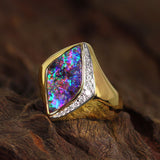 'Pharaoh's Treasure' Black Boulder Opal Ring