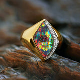 'Pharaoh's Treasure' Black Boulder Opal Ring