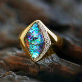 'Pharaoh's Treasure' Black Boulder Opal Ring