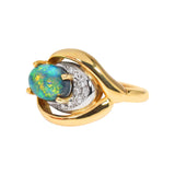 Black Opal, Diamond, 18K Gold & Platinum Ring