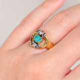 Black Opal, Diamond, 18K Gold & Platinum Ring