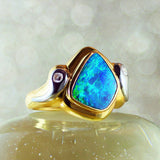 Boulder Opal, Diamond, 18K Gold & Platinum Ring