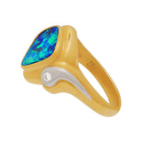 Boulder Opal, Diamond, 18K Gold & Platinum Ring