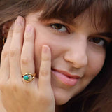 Black Opal, Diamond, 18K Gold & Platinum Ring